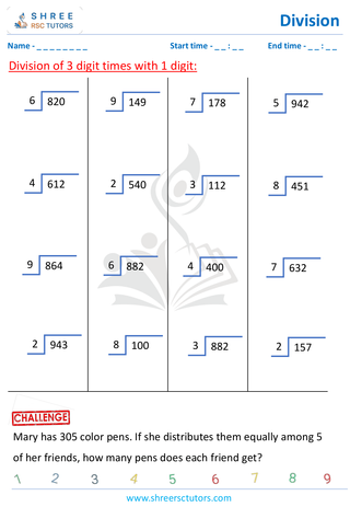 3 Digit By 1 Digit Division (with Remainder) (2)