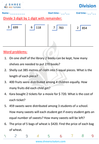 Three Digit By Single Digit Word Problems (2)