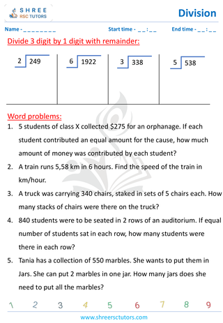 Three Digit By Single Digit Word Problems (1)