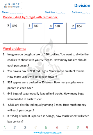 Three Digit By Single Digit Word Problems (4)