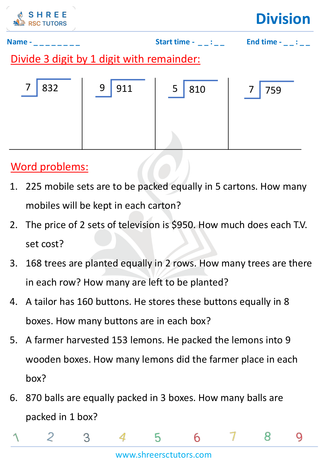 Three Digit By Single Digit Word Problems (3)