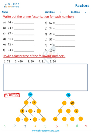 Complete The Prime Factor Tree (4)
