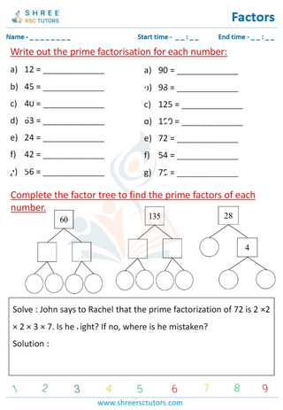 Complete The Prime Factor Tree (5)