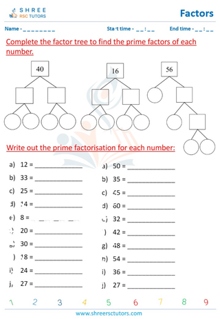 Complete The Prime Factor Tree (10)