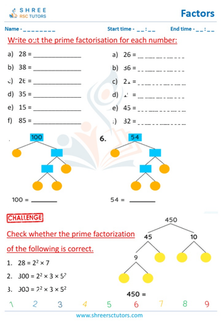 Complete The Prime Factor Tree (9)