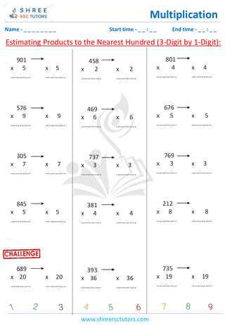 Estimating Products To The Nearest Hundred (3 Digit By 1 Digit) (3)