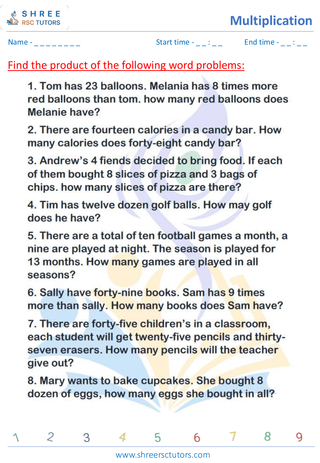 Multiplication Word Problems (5)