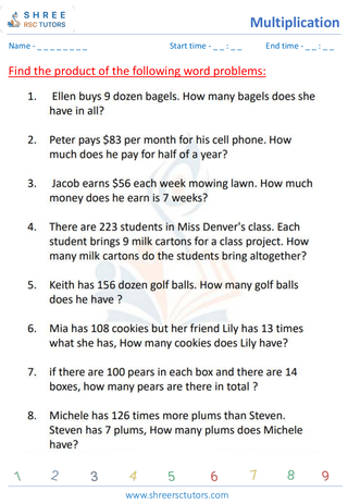 Multiplication Word Problems (10)