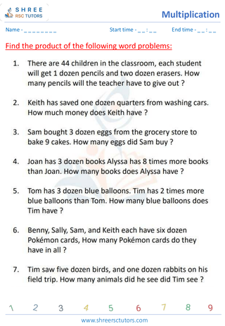 Multiplication Word Problems (3)