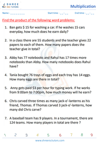Multiplication Word Problems (8)