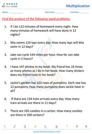 Multiplication Word Problems (6)