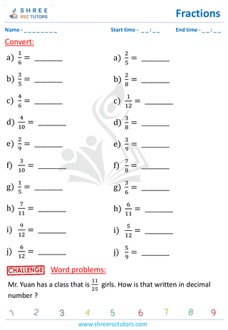 Converting Fractions To Decimals (basic) (1)