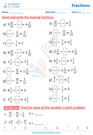Missing Fractions Same Denominators (all Fractions) (1)