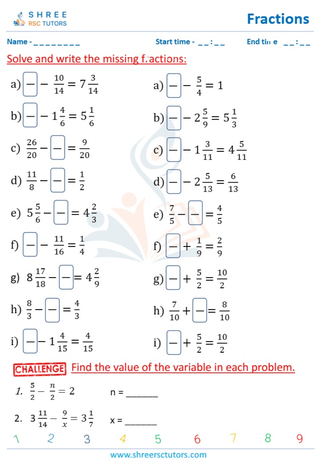 Missing Fractions Same Denominators (all Fractions) (2)