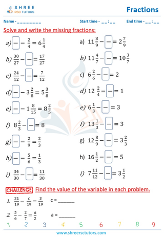 Missing Fractions Same Denominators (all Fractions) (5)
