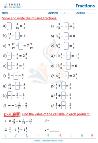 Missing Fractions Same Denominators (all Fractions) (4)