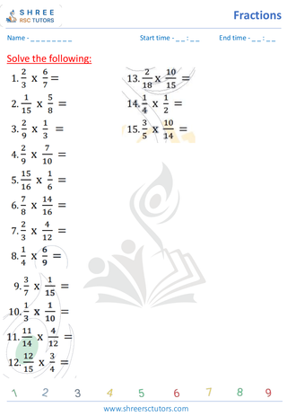 Multiplying Fractions By Whole Numbers. (9)