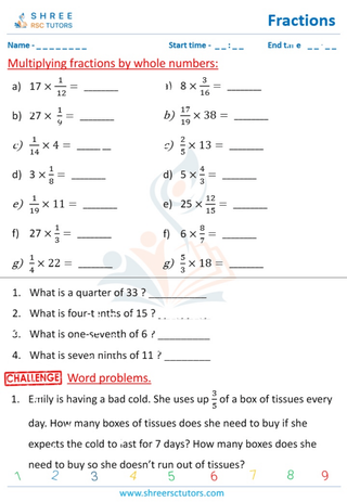 Multiplying Fractions By Whole Numbers. (4)