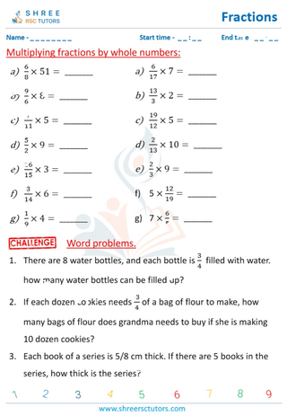 Multiplying Fractions By Whole Numbers. (6)