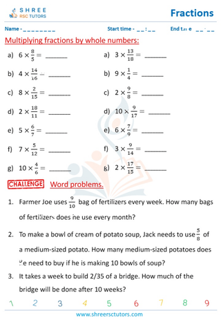 Multiplying Fractions By Whole Numbers. (7)