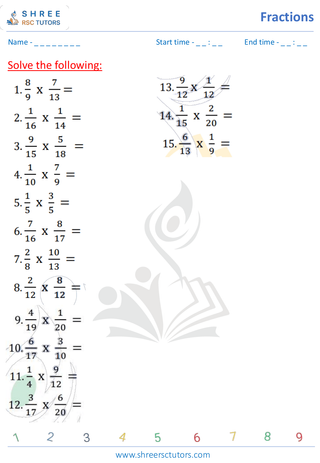 Multiplying Fractions By Whole Numbers. (10)
