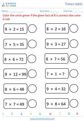 Rivision Of 7's, 8's, 9's And 10's Time Table 4