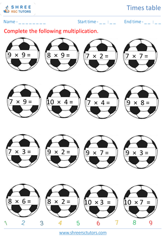 Rivision Of 7's, 8's, 9's And 10's Time Table 2