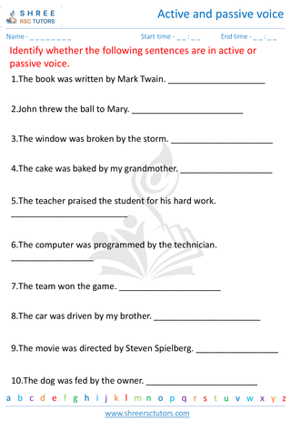 Active And Passive Voice 10