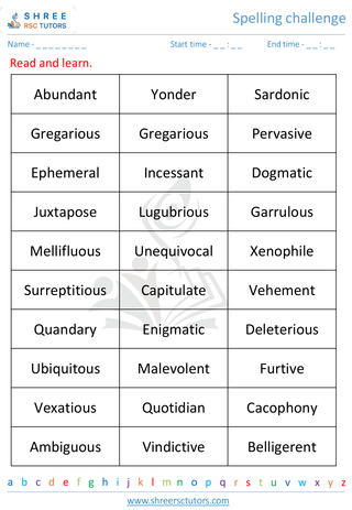 Spelling Challenge 9