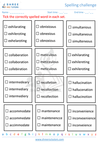 Spelling Challenge 3