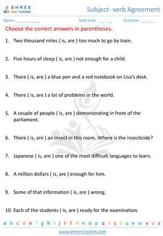 Subject Verb Agreement 1