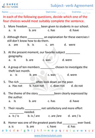 Subject Verb Agreement 8
