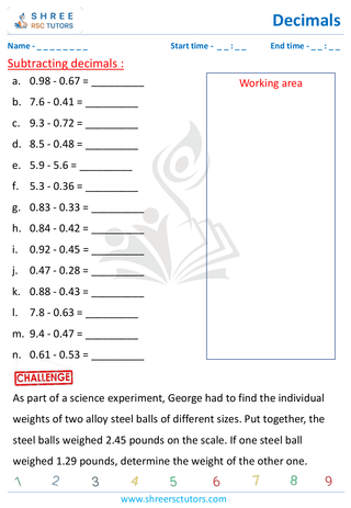 Subtracting Decimals (2)