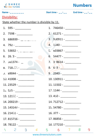 Divisibility Test 2,3,4,5,6,8,9,10,11 (5)