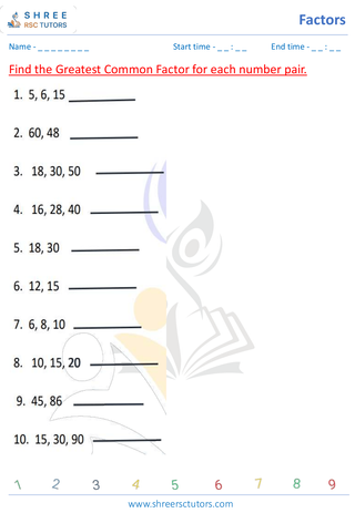 Greatest Common Factors (7)