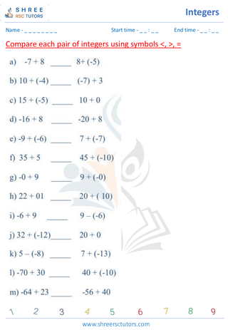 Comparing And Ordering Integers (5)