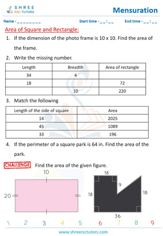 Area Of A Rectangle And A Square (1)