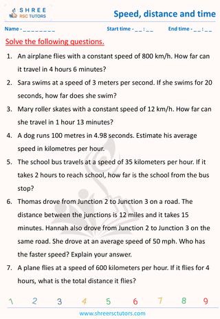 Speed, Distance And Time Word Problems (6)