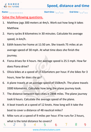 Speed, Distance And Time Word Problems (4)