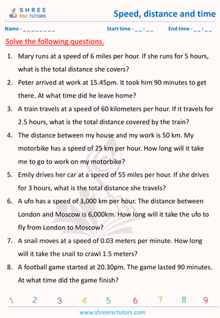 Speed, Distance And Time Word Problems (9)