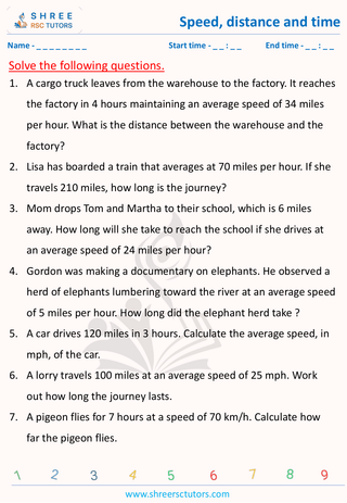 Speed, Distance And Time Word Problems (3)