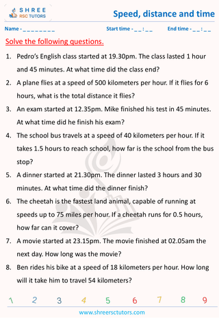Speed, Distance And Time Word Problems (8)