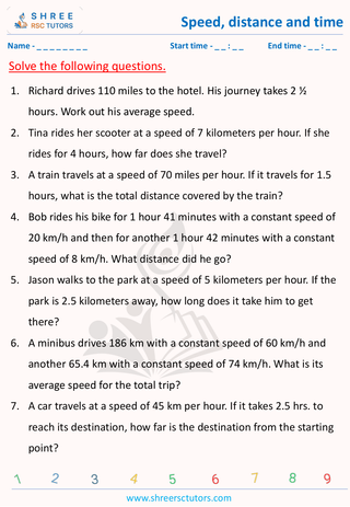 Speed, Distance And Time Word Problems (5)