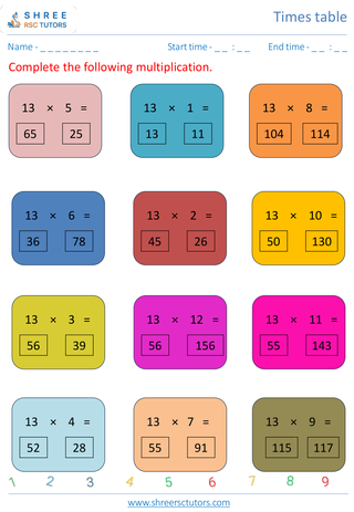 Practice Of 13's Time Table 6
