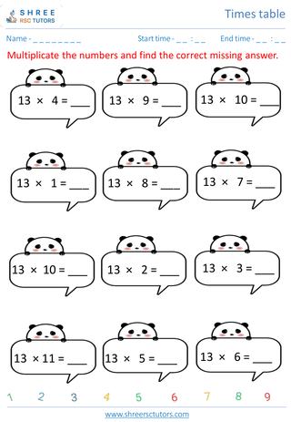 Practice Of 13's Time Table 2