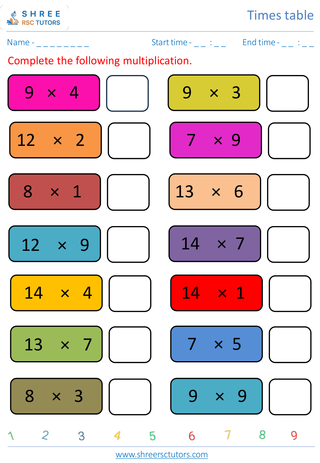 Practice Of 7 To 14 Time Tables 4