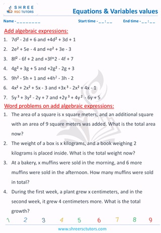Add Algebraic Expressions (5)