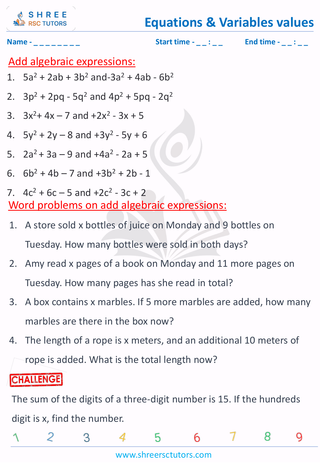 Add Algebraic Expressions (4)
