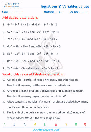 Add Algebraic Expressions (1)