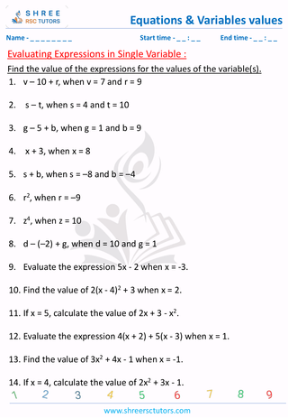 Evaluating Expressions In Single Variable (1)